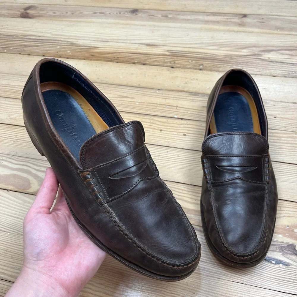 Cole Haan Mens Pinch Penny Loafer Dark Brown Leather preppy office Size 9 flats